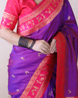 Purple Soft Silk Zari Woven Warli Art Traditional Saree