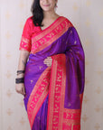 Purple Soft Silk Zari Woven Warli Art Traditional Saree