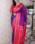 Purple Soft Silk Zari Woven Warli Art Traditional Saree
