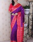 Purple Soft Silk Zari Woven Warli Art Traditional Saree