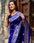 Violet Banarasi Jaal Soft Silk Zari Woven Saree
