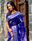 Violet Banarasi Jaal Soft Silk Zari Woven Saree