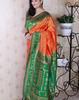 Orange Soft Silk Zari Woven Warli Art Traditional Saree