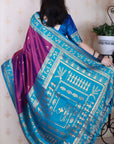 Purple Soft Silk Zari Woven Warli Art Traditional Saree