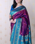 Purple Soft Silk Zari Woven Warli Art Traditional Saree