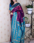 Purple Soft Silk Zari Woven Warli Art Traditional Saree