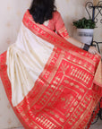 Cream Soft Silk Zari Woven Warli Art Traditional Saree