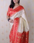 Cream Soft Silk Zari Woven Warli Art Traditional Saree