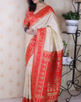 Cream Soft Silk Zari Woven Warli Art Traditional Saree