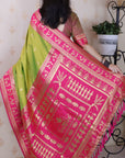 Mehendi Green Soft Silk Zari Woven Warli Art Traditional Saree
