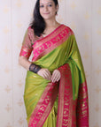 Mehendi Green Soft Silk Zari Woven Warli Art Traditional Saree