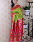 Mehendi Green Soft Silk Zari Woven Warli Art Traditional Saree