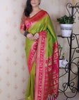 Mehendi Green Soft Silk Zari Woven Warli Art Traditional Saree