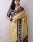 Chickoo Soft Silk Zari Woven Warli Art Traditional Saree