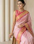 Babypink Soft Silk Paithani Saree For Women Meenakari Zari Weaving Floral Motifs Traditional Wedding Saree With Brocade Blouse