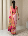 Babypink Soft Silk Paithani Saree For Women Meenakari Zari Weaving Floral Motifs Traditional Wedding Saree With Brocade Blouse