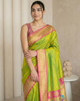 Chutney Soft Silk Paithani Saree For Women Meenakari Zari Weaving Floral Motifs Traditional Wedding Saree With Brocade Blouse