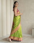 Chutney Soft Silk Paithani Saree For Women Meenakari Zari Weaving Floral Motifs Traditional Wedding Saree With Brocade Blouse