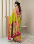 Chutney Soft Silk Paithani Saree For Women Meenakari Zari Weaving Floral Motifs Traditional Wedding Saree With Brocade Blouse