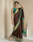 Coffee Soft Silk Paithani Saree For Women Meenakari Zari Weaving Floral Motifs Traditional Wedding Saree With Brocade Blouse