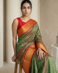 Mehendi Red Soft Silk Paithani Saree For Women Meenakari Zari Weaving Floral Motifs Traditional Wedding Saree With Brocade Blouse