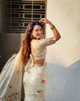 Organza Jamdani Saree with Zari Woven Pallu Festive Wear Saree with Brocade Blouse