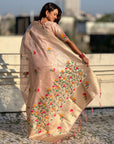 Organza Jamdani Saree with Zari Woven Pallu Festive Wear Saree with Brocade Blouse