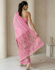 Pink Muga Cotton Saree with Resham Weaving Meenakari Buttis, Pencil Art Pallu – Soft Summer Saree with Blouse Piece
