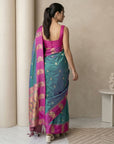 PGreen Soft Silk Paithani Saree Meenakari Peacock Motifs Zari Woven Swan Pallu Saree With Brocade Blouse