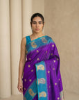 Wine Soft Silk Paithani Saree Meenakari Peacock Motifs Zari Woven Swan Pallu Saree With Brocade Blouse