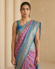 Lavender Premium Patola Silk Ikat Meenakari Zari Woven Saree with Contrast Pallu and Brocade Blouse