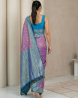 Lavender Premium Patola Silk Ikat Meenakari Zari Woven Saree with Contrast Pallu and Brocade Blouse