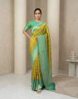 Mehendi Premium Patola Silk Ikat Meenakari Zari Woven Saree with Contrast Pallu and Brocade Blouse