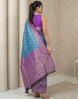 Sky Premium Patola Silk Ikat Meenakari Zari Woven Saree with Contrast Pallu and Brocade Blouse
