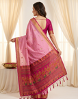 Baby PInk Premium Soft Silk Saree Designer Party Wear Saree With Gold Zari Peacock Motifs Meenakari Pallu Wedding Festive Saree