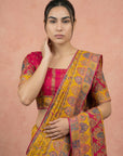 Mustard Pure Viscose Silk Meenakari Zari Woven Saree with Traditional Pallu and Brocade Blouse