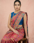 Pink Pure Viscose Silk Meenakari Zari Woven Saree with Traditional Pallu and Brocade Blouse