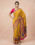 Mustard Pure Viscose Silk Meenakari Zari Woven Saree with Traditional Pallu and Brocade Blouse