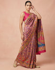 Purple Pure Viscose Silk Meenakari Zari Woven Saree with Traditional Pallu and Brocade Blouse