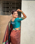 Top Trending Vitthala Contrast Paithani Saree Rakhumai Soft Silk Traditional Design