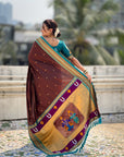 Top Trending Vitthala Contrast Paithani Saree Rakhumai Soft Silk Traditional Design