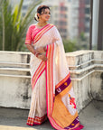Top Trending Vitthala Contrast Paithani Saree Rakhumai Soft Silk Traditional Design