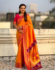 Top Trending Vitthala Contrast Paithani Saree Rakhumai Soft Silk Traditional Design