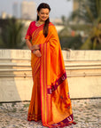 Top Trending Vitthala Contrast Paithani Saree Rakhumai Soft Silk Traditional Design