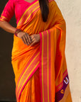 Top Trending Vitthala Contrast Paithani Saree Rakhumai Soft Silk Traditional Design