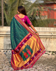 Top Trending Vitthala Contrast Paithani Saree Rakhumai Soft Silk Traditional Design