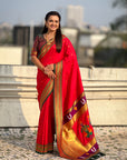 Top Trending Vitthala Contrast Paithani Saree Rakhumai Soft Silk Traditional Design