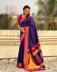 Top Trending Vitthala Contrast Paithani Saree Rakhumai Soft Silk Traditional Design