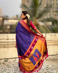 Top Trending Vitthala Contrast Paithani Saree Rakhumai Soft Silk Traditional Design