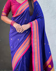 Top Trending Vitthala Contrast Paithani Saree Rakhumai Soft Silk Traditional Design